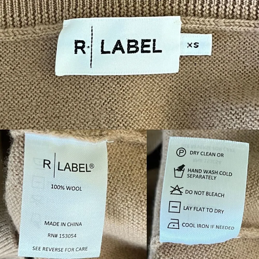 The Reset Women's Size XS R Label Essential Pullover Tan Dolman Wool Sweater